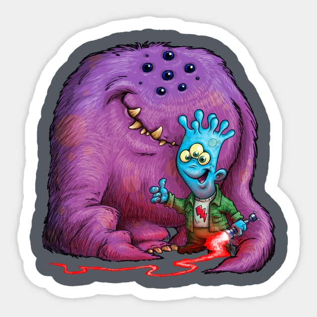 a boy and his grogg Sticker by Bleee